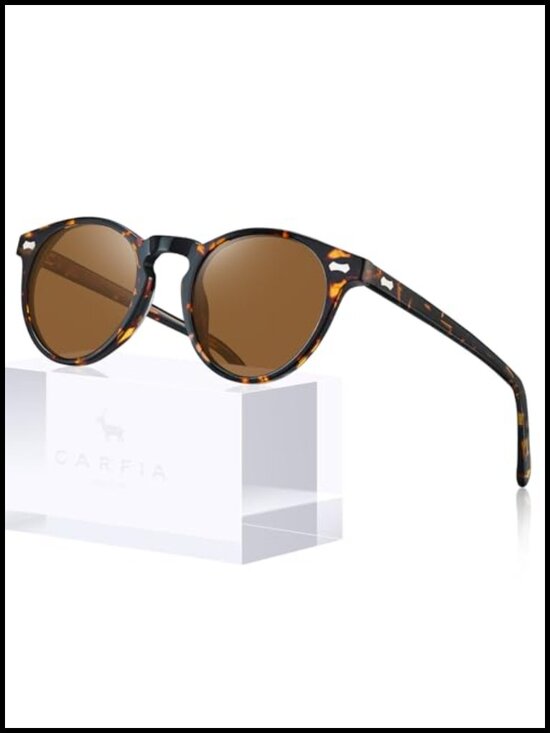 Retro Polarized Sunglasses for Women UV Protection Acetate Classic Round Shades